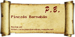 Pinczés Barnabás névjegykártya